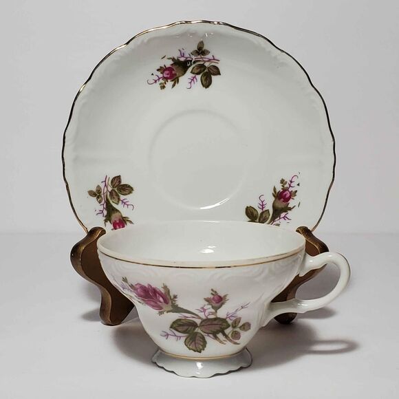 Moss Rose Teacup and Saucer Vintage - Picture 4 of 8